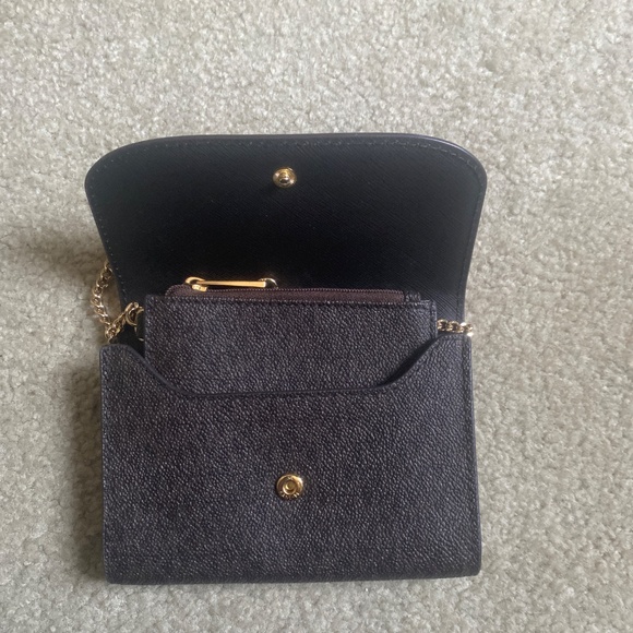 NWOT, Michael Kors Brown Signature Canvas 2-in-1 wallet and card holder w chain - Picture 8 of 12